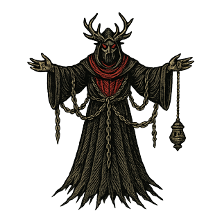 The Plague Abbot — gothic woodcut boss art