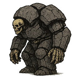 The Bone Golem — gothic woodcut enemy art