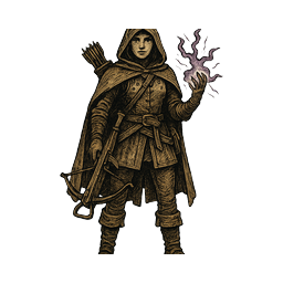Vess, the Huntress — gothic woodcut hero art