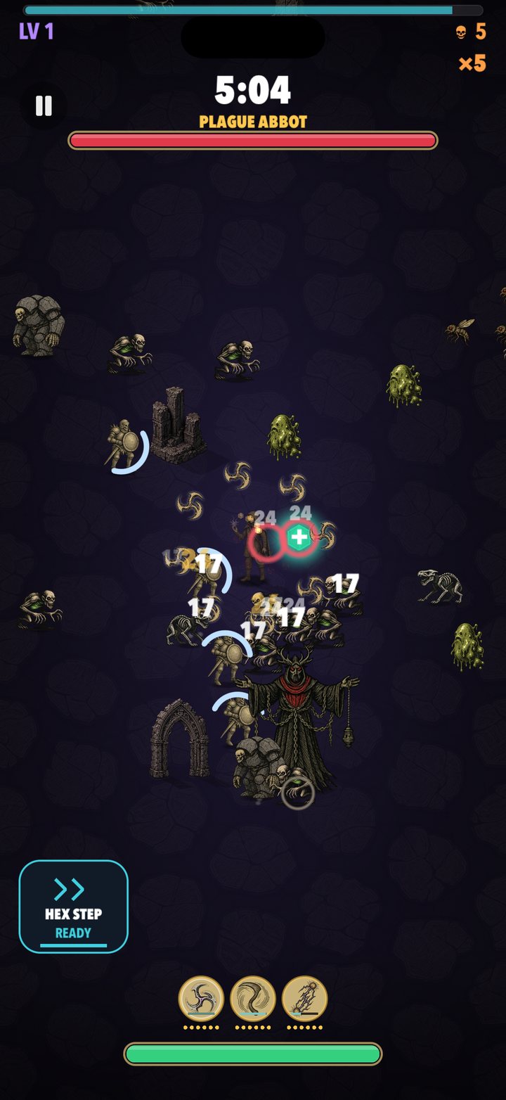 The Plague Abbot fight: a hunter holds the ground against the horde beneath the boss health bar.