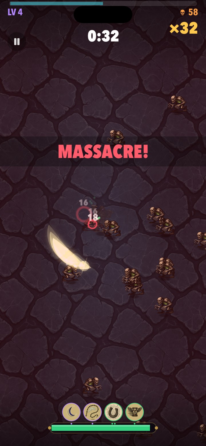 A Cleaving Arc sweeping through skeletons as a MASSACRE streak lands