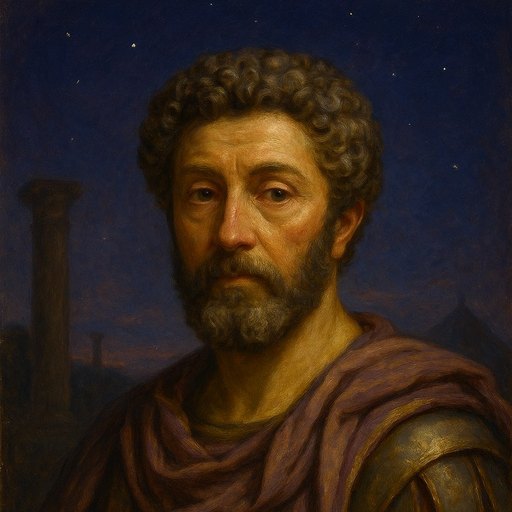 Marcus Aurelius, painted in oils and lit from one side.