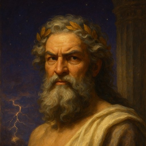 Zeus, painted in oils and lit from one side.