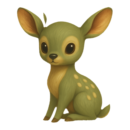 Willow, a gentle sage-green fawn companion